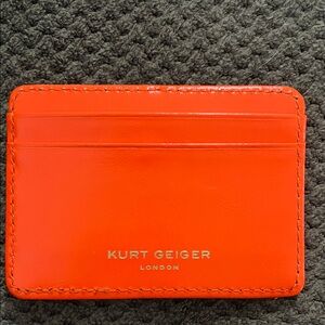 Kurt Geiger Bright Orange Leather Card Case with Gold Logo